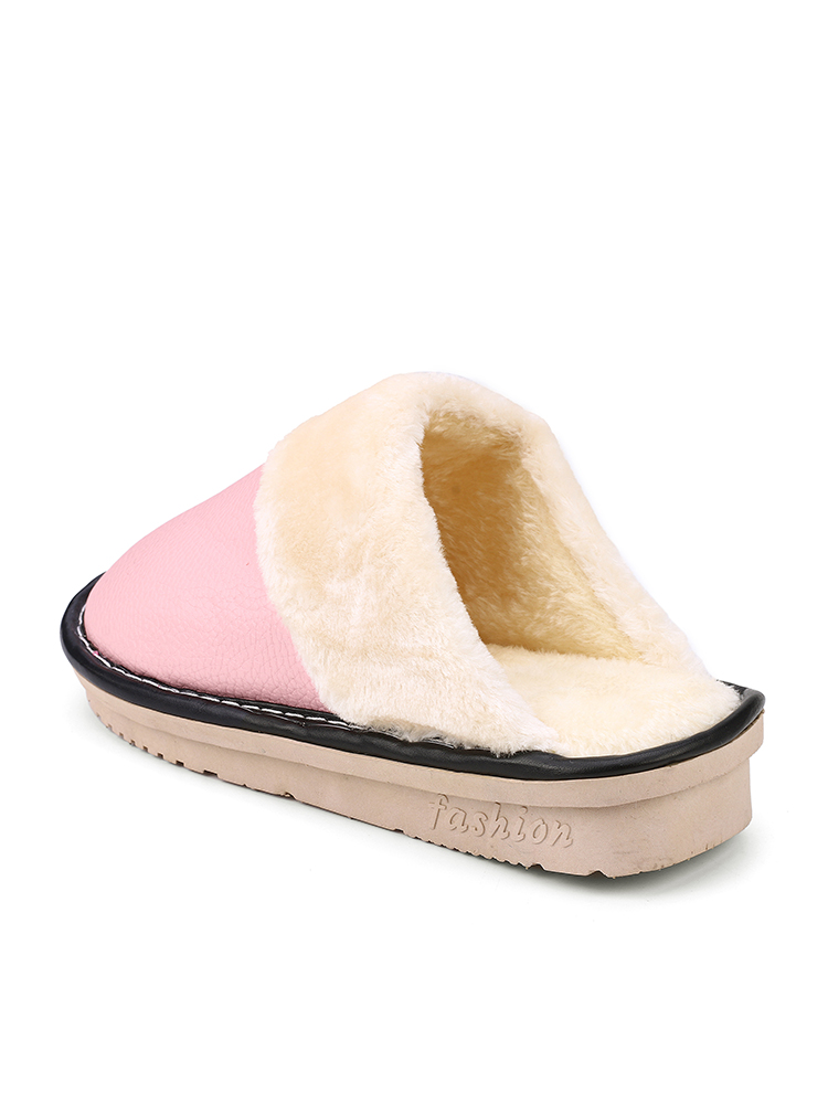 Women Warm Lining Waterproof Slip Resistant Backless Winter Indoor Slippers
