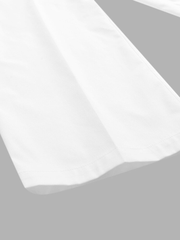 Women Zipper Pleated Commute Button Side Pocket Solid Casual Pants