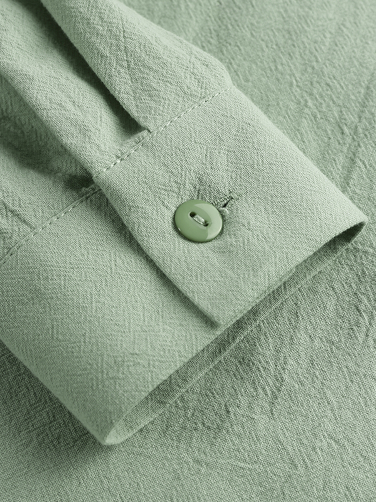 Women 100  Cotton Solid Color Wide Collar Button Cuffs Hoodie