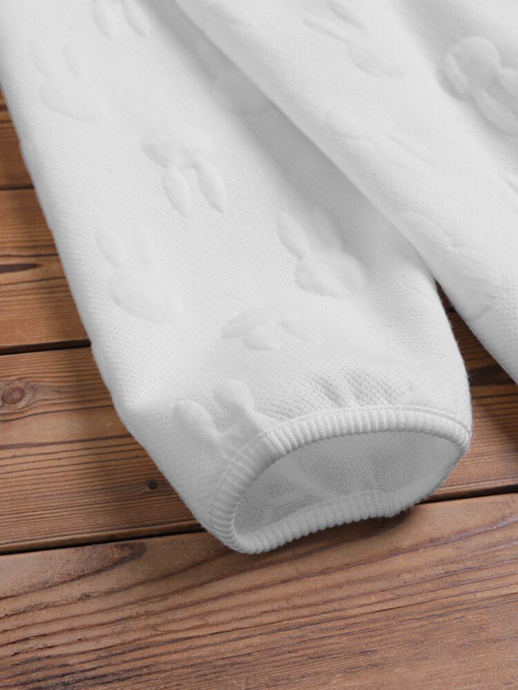 Women Loose All Rabbits Print Stereogram Solid Casual Pullover Sweatshirt