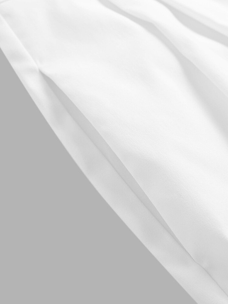 Women Zipper Pleated Commute Button Side Pocket Solid Casual Pants