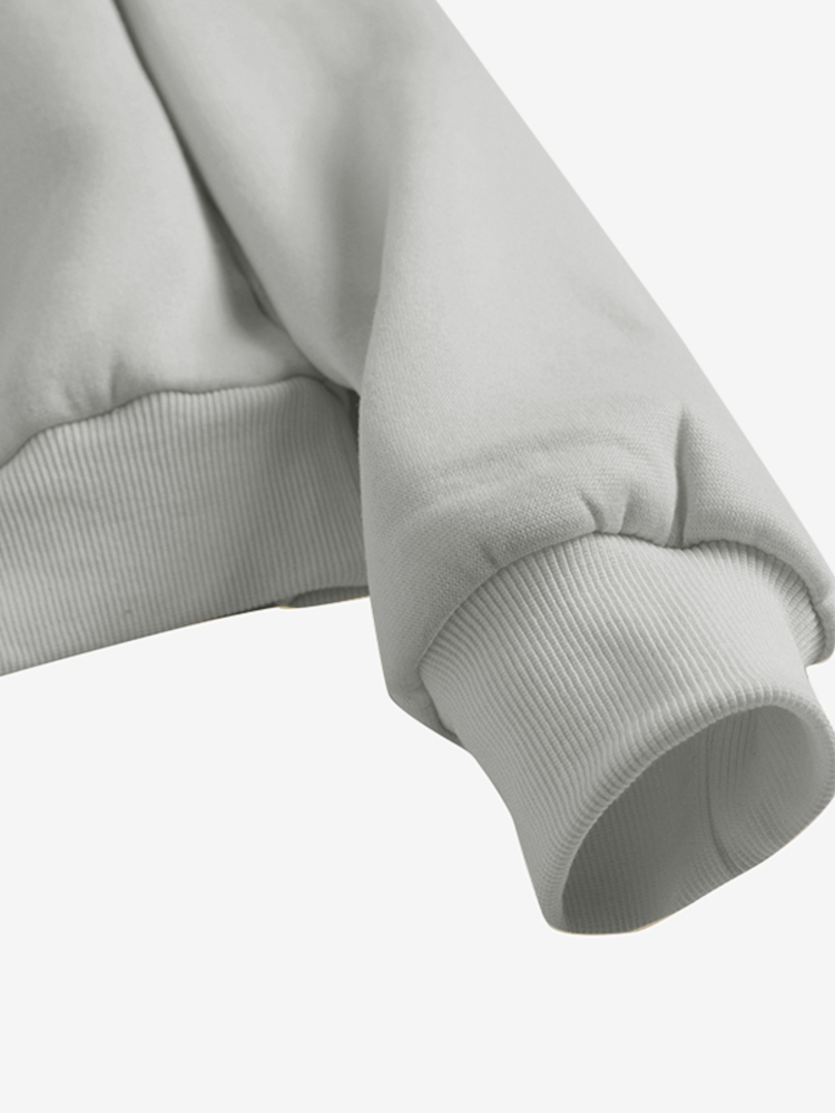 Women Thick Solid Puff Sleeve Solid Color O  Neck Full Sleeve Pullover Sweatshirt